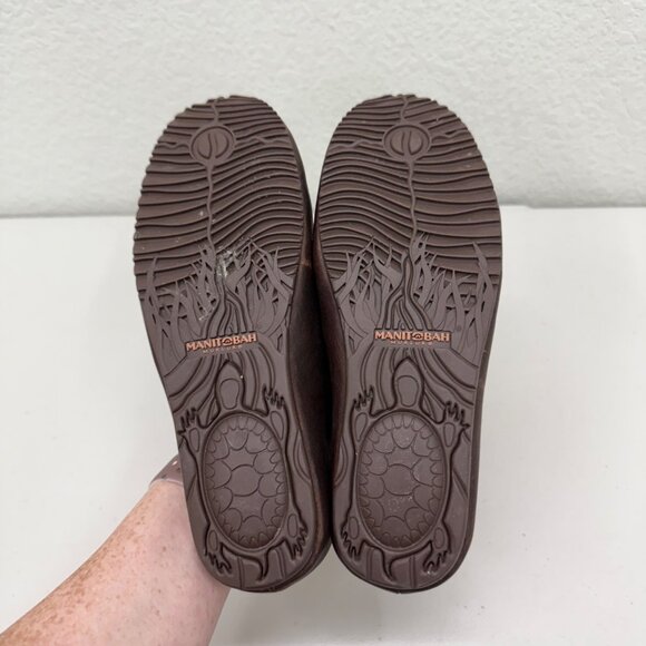 Manitobah Mukluks Brown Leather Slip On Ballet Earth Flats Shoes Womens size 8 - Picture 8 of 8